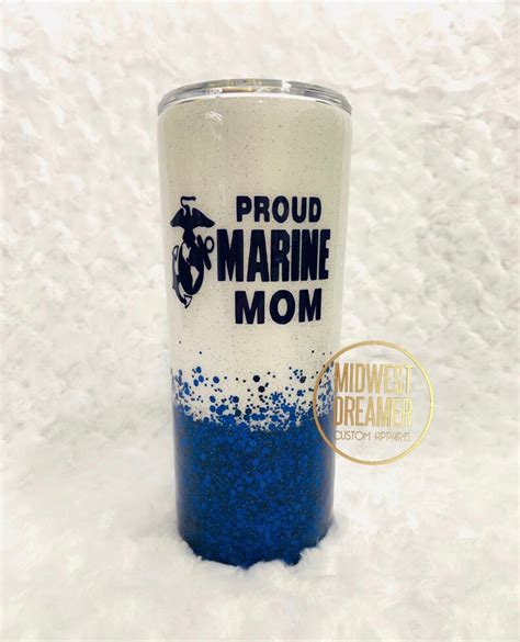 Marine Mom Glitter Tumbler Custom Tumbler Marine Mom Etsy