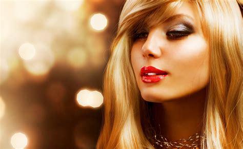 Wallpaper Face Women Model Long Hair Singer Red Lipstick