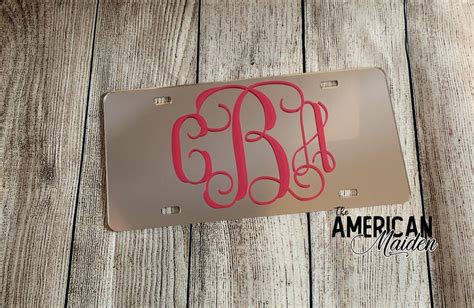 Personalized Mirror License Plate Monogram Car Tag Chrome Etsy