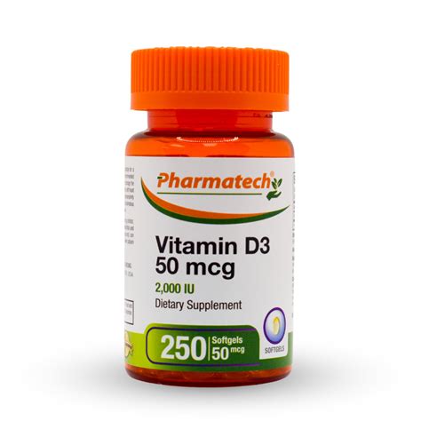 Vitamin D3 50 Mcg 2000 Iu Pharmatech® Vitamins And Supplements Store
