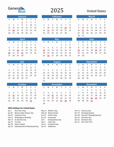 Calendar With Us Holidays 2025
