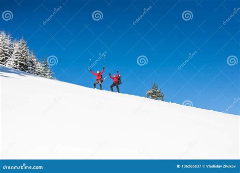 Two Climbers Are In The Mountains Stock Image Image Of Friends Hike
