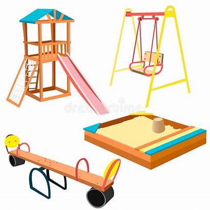 Playground Clipart Equipment Cartoon Slides Swing Swings