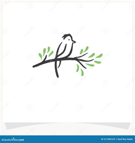 Bird In The Branch Vector Stock Vector Illustration Of Shape 211969159