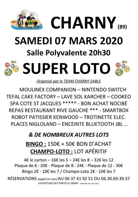 Super Loto à Charny Le 7 Mars 2020 Charny Orée De Puisaye