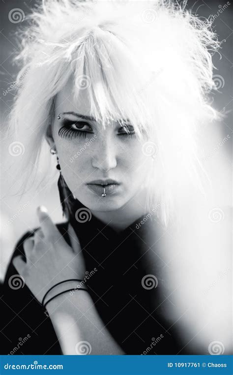 Goth Woman With White Hair Portrait Stock Image Image Of Beautiful