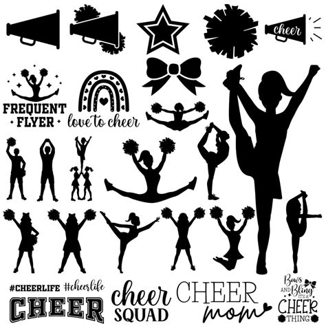 Cheer Svg Bundle Cheerleader Cheer Silhouette Cheerleader Etsy
