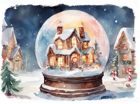 Whimsical Christmas Snow Globe Illustration Ai Generated 27708898 Png