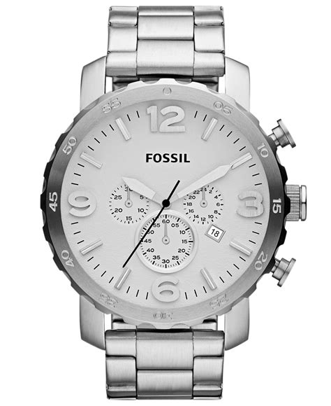 Fossil Mens Chronograph Nate Stainless Steel Bracelet Watch 50mm