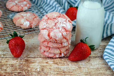 Strawberry Crinkle Cookies Baked Broiled And Basted