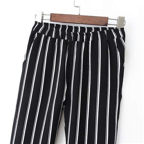 Elastic Waist Vertical Striped Pantfor Women Romwe