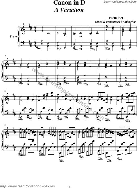 This arrangement copyright © 2013 www.makingmusicfun.net. Canon in D by Pachelbel Free Piano Sheet Music | Learn How ...