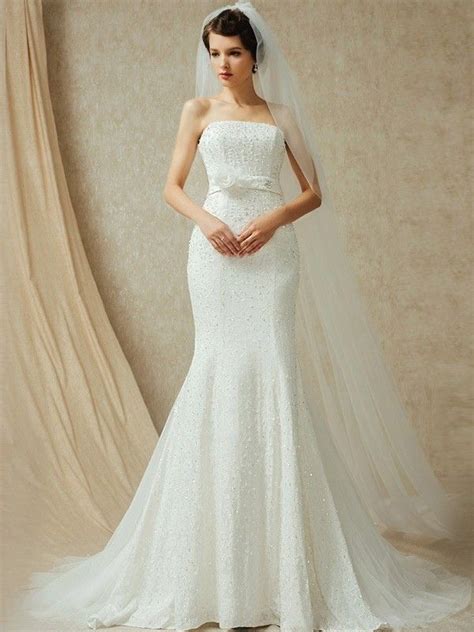 stunning mermaid strapless corset crystal beaded lace wedding bridal dress with belt wedding