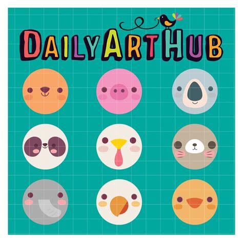 Cute Round Animals Clip Art Set Daily Art Hub Graphics Alphabets