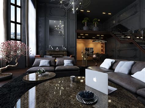 Black Interior On Behance House Floor Design Modern Home Interior