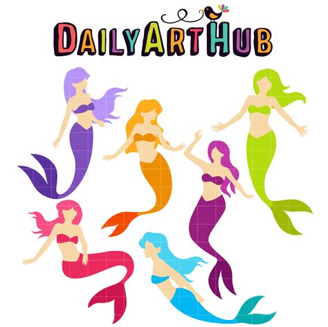Beautiful Mermaids Clip Art Set Daily Art Hub Free Clip Art Everyday