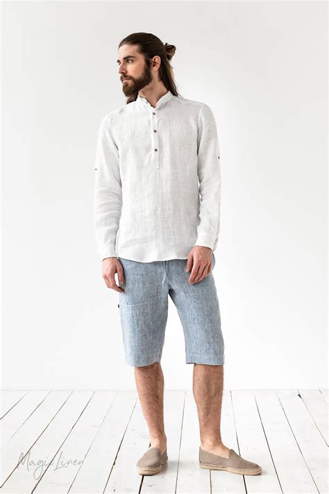 Mens Linen Clothing Linen Shirt Men Mens Linen Outfits Linen Shirt