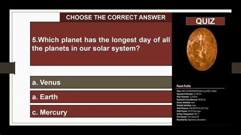 Our Solar System Astronomer Earth Day Satellites Quiz Planets