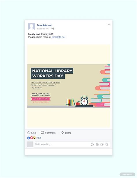 National Library Workers Day Facebook Post Template In Psd Download