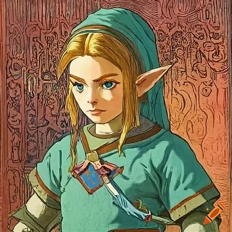 illustration of female link from the legend of zelda breath of the wild on craiyon
