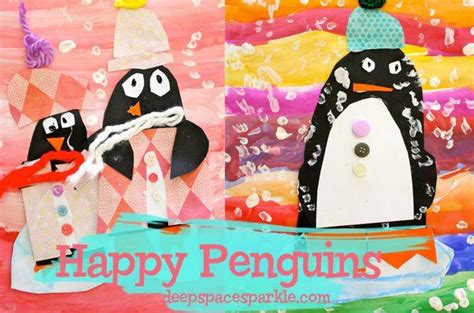 Happy Paper Penguin Art Project Deep Space Sparkle Winter Art