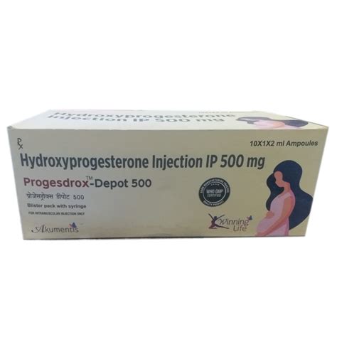 500mg hydroxyprogesterone injection ip packaging type box packaging size 10x1x2ml at rs 400