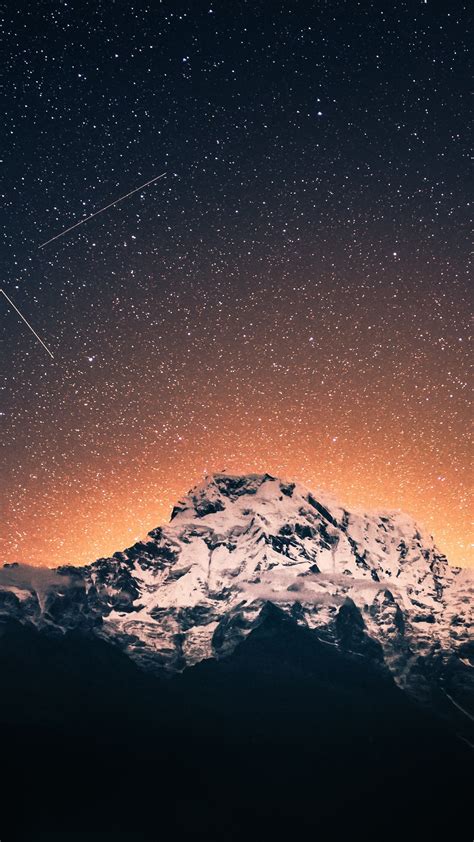 1440x2560 Shooting Stars Over Annapurna Mountains 4k Samsung Galaxy S6