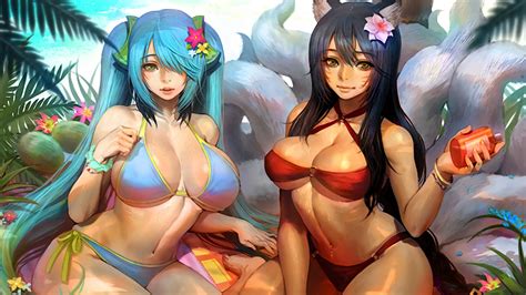 Wallpaper Video Games Women Anime League Of Legends Bikini Sona