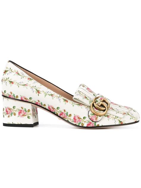 Gucci Floral Marmont Loafers Shoes Gucci Loafer Shoes Flats White