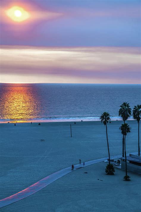 Sunset At Santa Monica Beach And Pier Photograph By Alex Grichenko Pixels