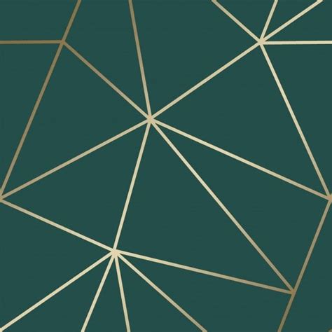 A Dark Green And Gold Geometric Wallpaper With Lines In The Middle On