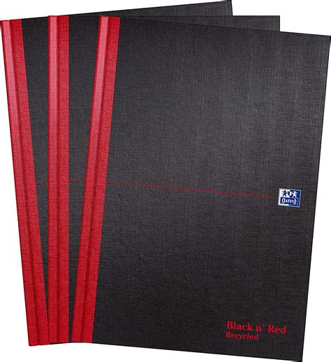 Oxford Black N Red A4 Recycled Hardback Casebound Notebook Ruled 192