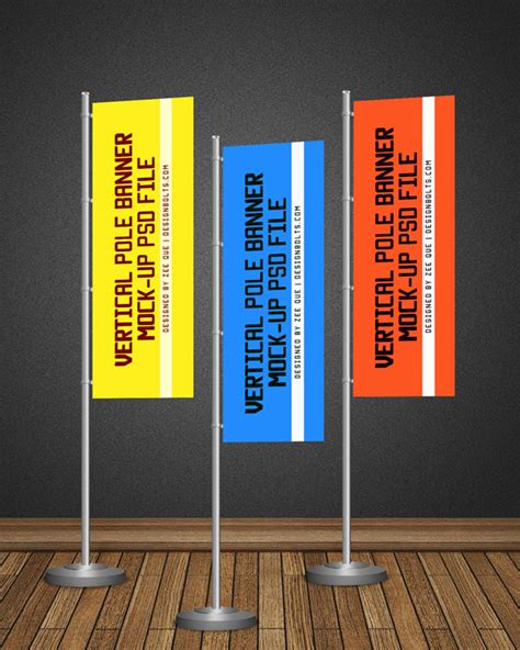 Free POS Vertical Flag / Pole Banner Mock-up PSD File - Designbolts