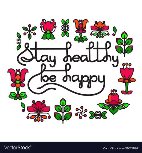 Stay Healthy Be Happy Greeting Card With Vector Image