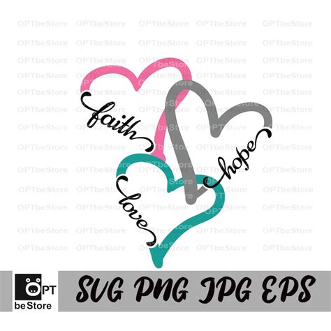 Faith Hope And Love Svg Locking Hearts Svg Religious Svg Etsy
