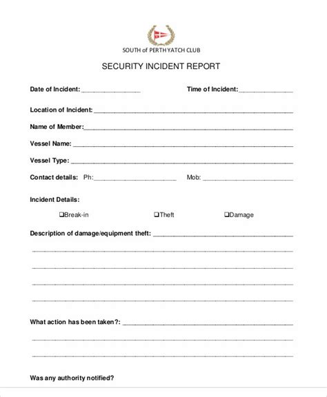 sample security incident reports   ms word