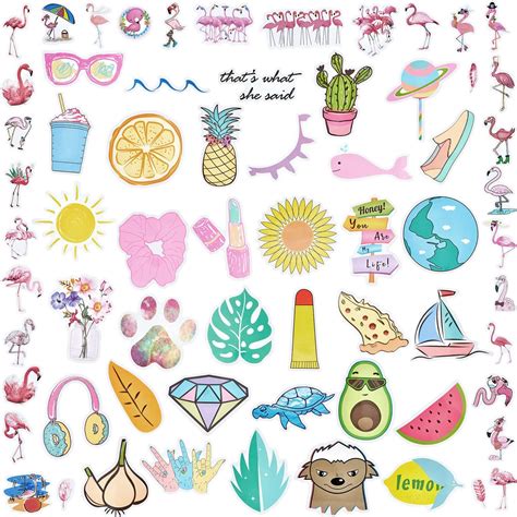 Outus 134 Sheets Aesthetic Vinyl Laptop Stickers Cute Flamingo Stickers