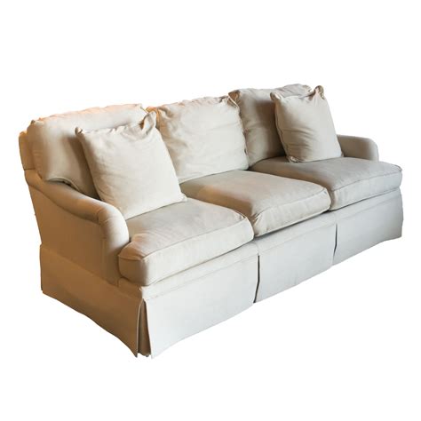 Southwood Neutral Upholstered Skirted Sofa Skirted Sofa Cushions On