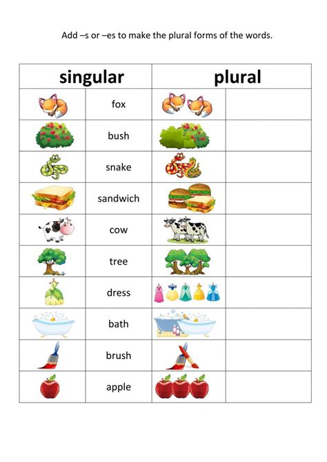 Plurals S Vs Es Worksheet Plurals Singular And Plural Nouns
