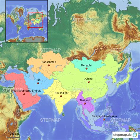 Stepmap Asien Landkarte Für Asien
