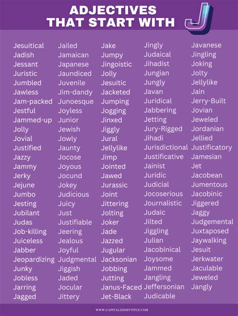 Adjectives That Start With J Capitalize My Title