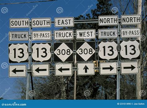 Interstate Road Signs With Directional Arrows Royalty Free Stock Image