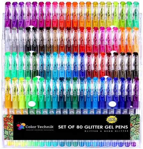 Glitter Gel Pens By Color Technik Set Of 80 Glitter And Neon Glitter