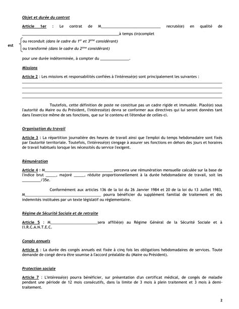 Contrat De Travail A Duree Indeterminee Doc Pdf Page 2 Sur 4