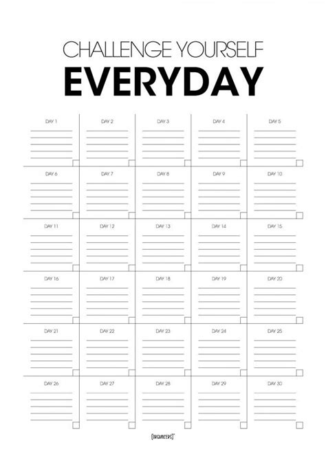 30 Days Challenge Challenge Poster Organicers Organize Nicer With