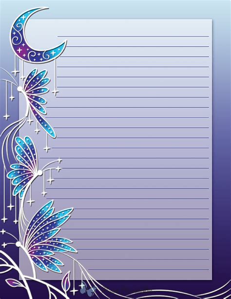 Printable Night Time Butterfly Stationery Free Printable Stationery