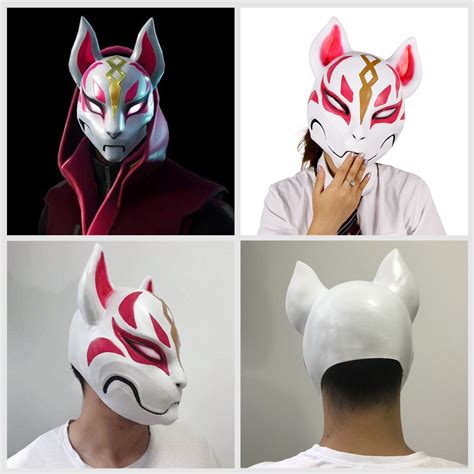 Fortnite Fox Drift Cosplay Halloween Costume Props Latex Full Face Mask