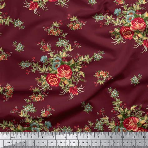 Craft Dressmaking Fabric Floral Printed Fabric Cotton Etsy