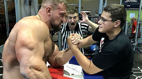 Schoolboy Vs Russian Giant Kirill Sarychev Arm Wrestling Youtube