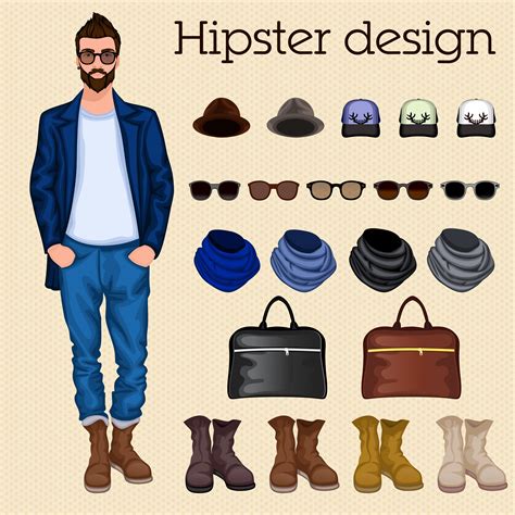 Hipster guy elements 459781 - Download Free Vectors, Clipart Graphics ...